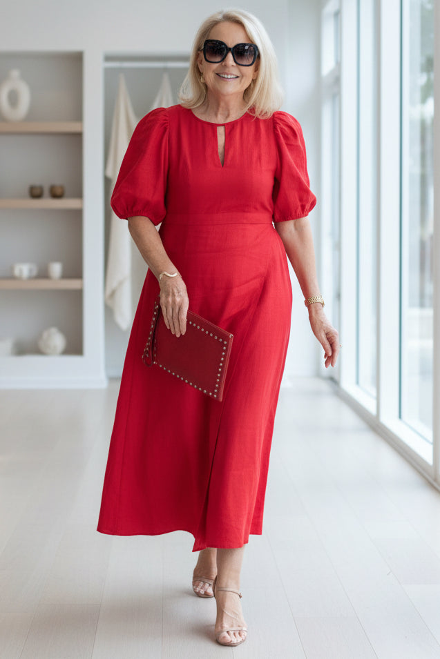 MARGARET | ELEGANT MIDI DRESS WITH TUMMY COVERAGE