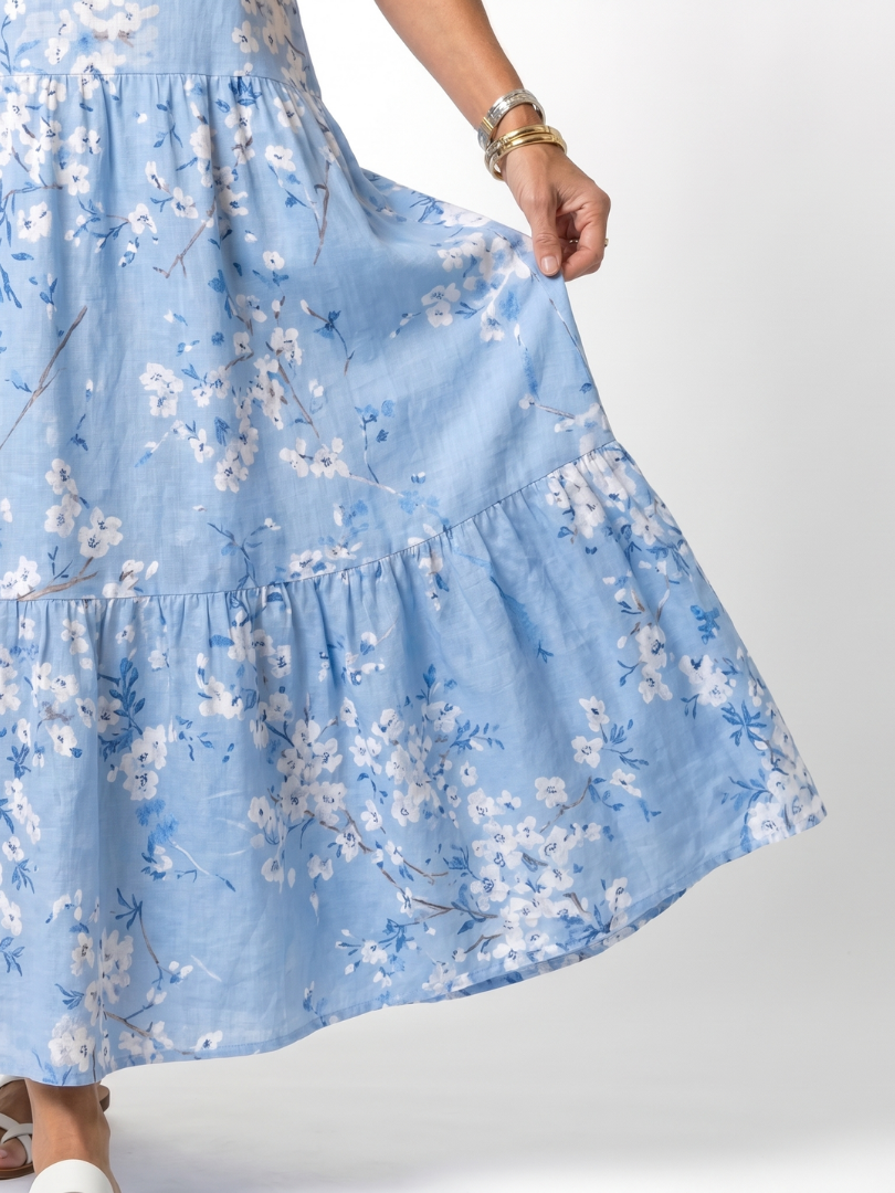 CAMILLE | FLORAL PRINT TASSEL TIE MIDI DRESS
