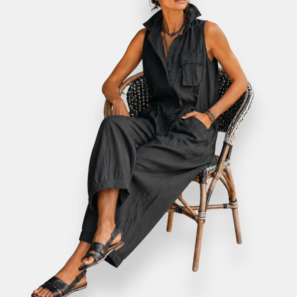 RHIANNE | SLEEVELESS CARGO JUMPSUIT