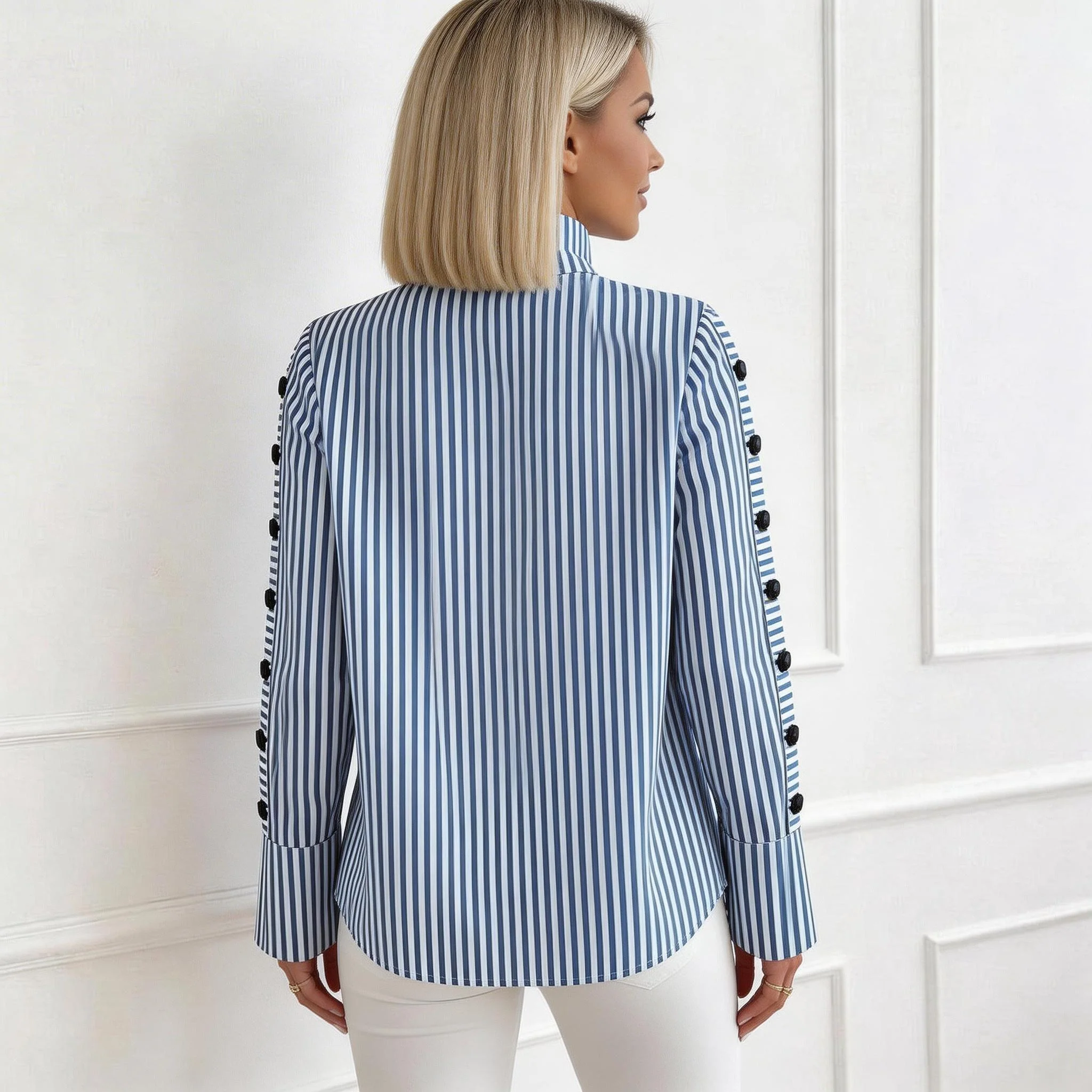 SABRINA | STYLISH STRIPED HIGH NECK TOP