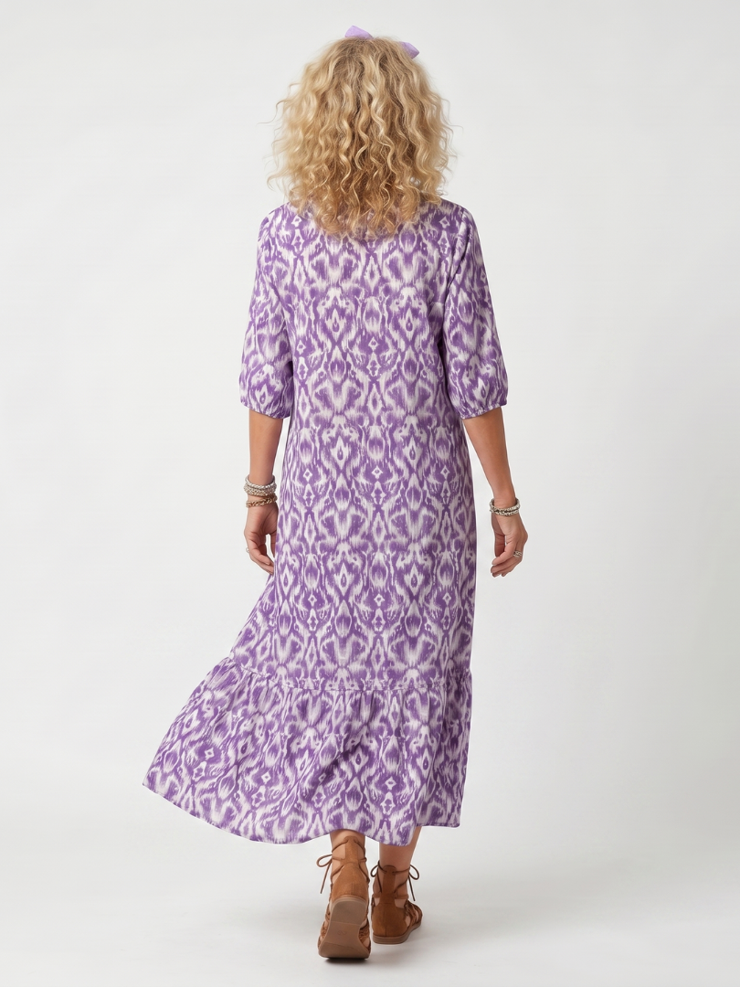 MELINA | PRINTED TASSEL TIE MIDI DRESS