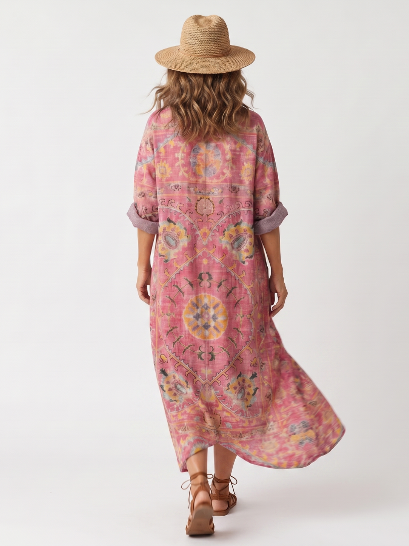 JULIETTE | ABSTRACT PRINT RELAXED POCKET MIDI DRESS