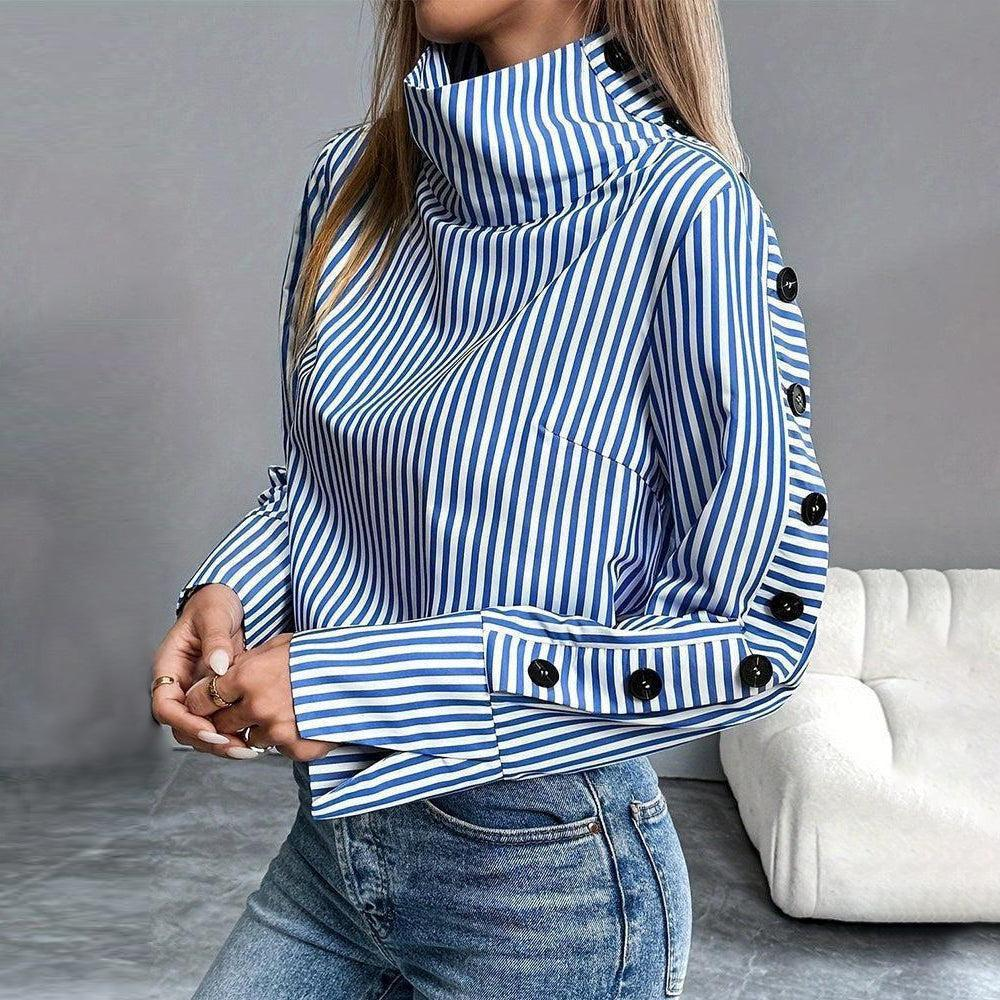 SABRINA | STYLISH STRIPED HIGH NECK TOP
