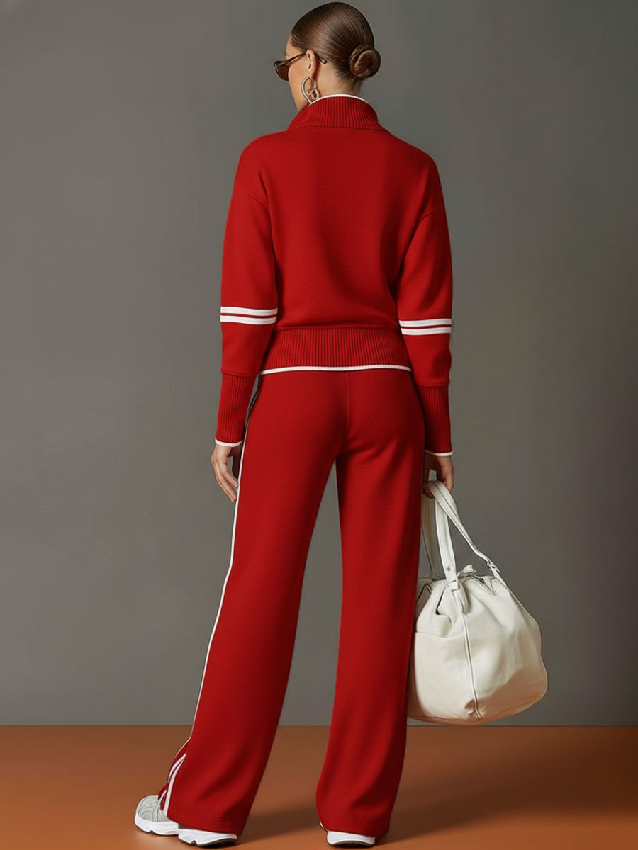 MARIETTA | ZIP-NECK WIDE-LEG TWO-PIECE SET