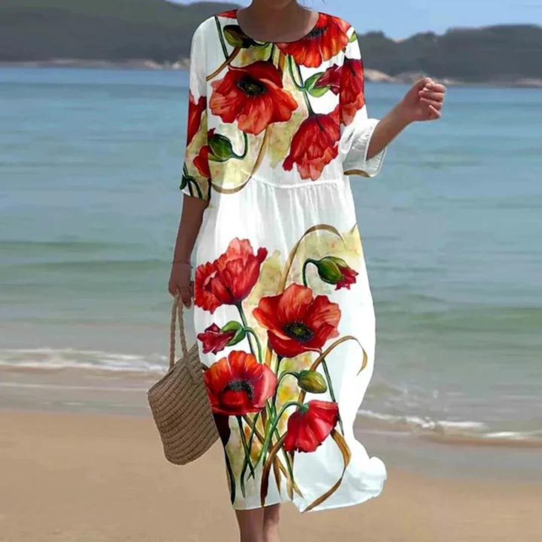 GRACE | FLOWY MIDI DRESS WITH TUMMY COVERAGE