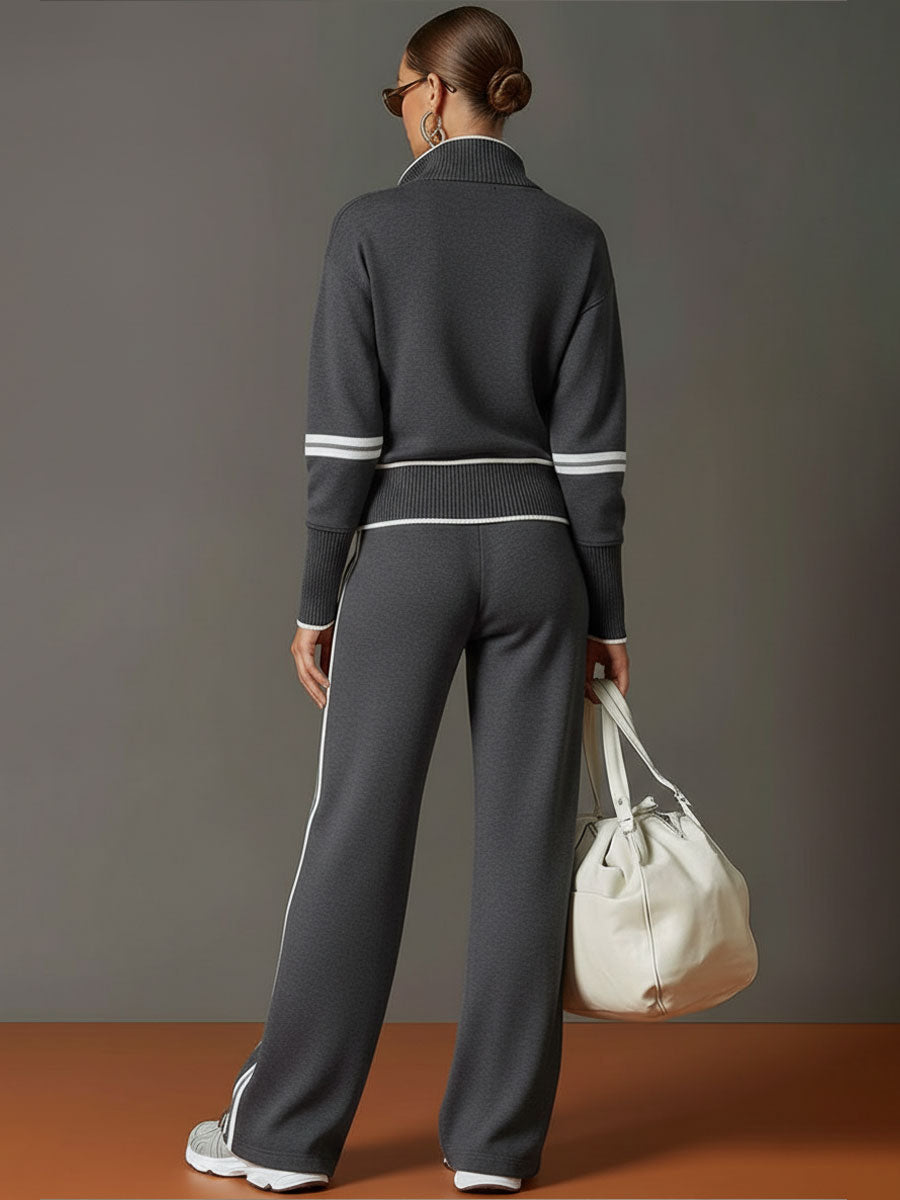 MARIETTA | ZIP-NECK WIDE-LEG TWO-PIECE SET