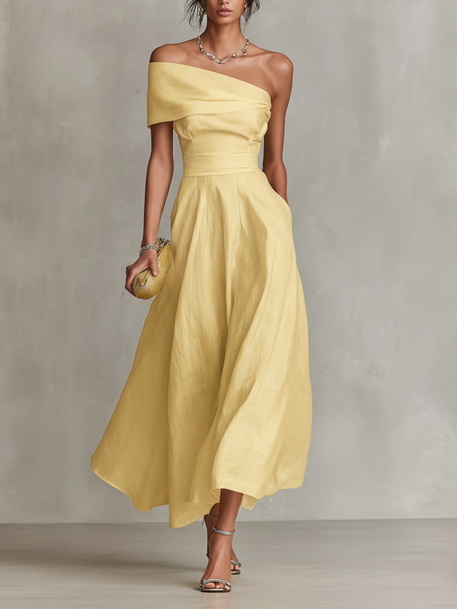 IVY | ONE-SHOULDER MIDI DRESS