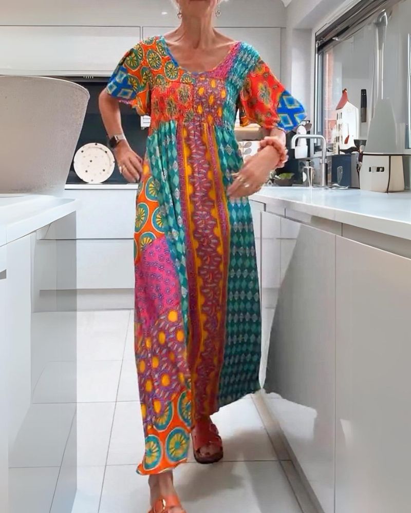 ADDISON | COLORFUL BOHEMIAN TUMMY COVERING DRESS