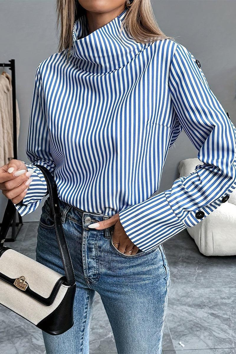 SABRINA | STYLISH STRIPED HIGH NECK TOP