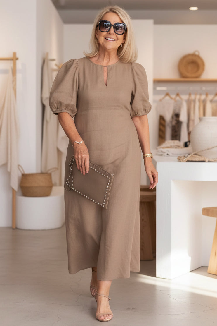 MARGARET | ELEGANT MIDI DRESS WITH TUMMY COVERAGE