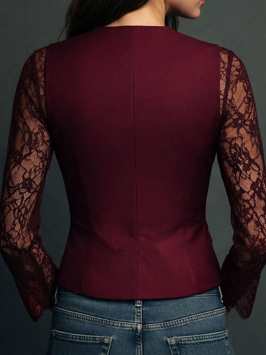 NOEMIE | STRUCTURED BLAZER TOP WITH SHEER SLEEVES