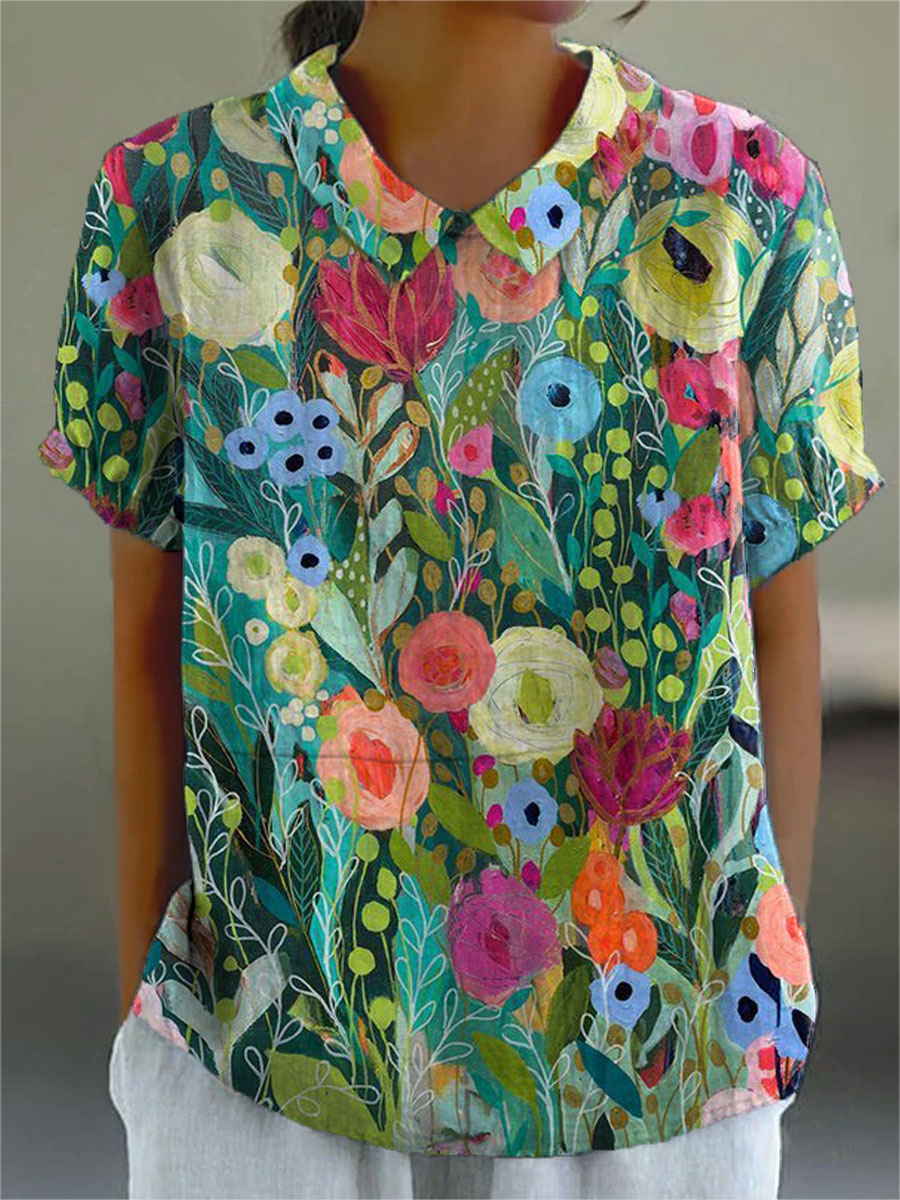 ROSALIE | RELAXED FIT LIGHT TUMMY COVERAGE FLORAL SHIRT
