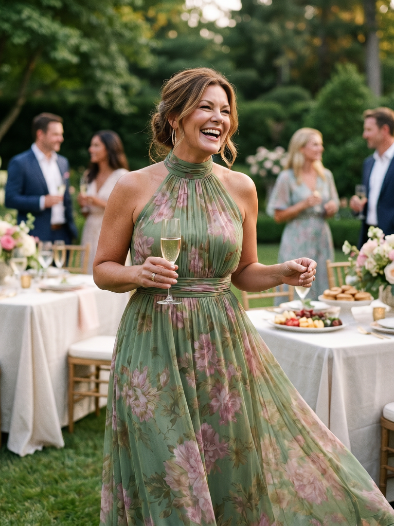 CELESTE | DEFINED WAIST LIGHT TUMMY COVERAGE FLORAL MIDI DRESS