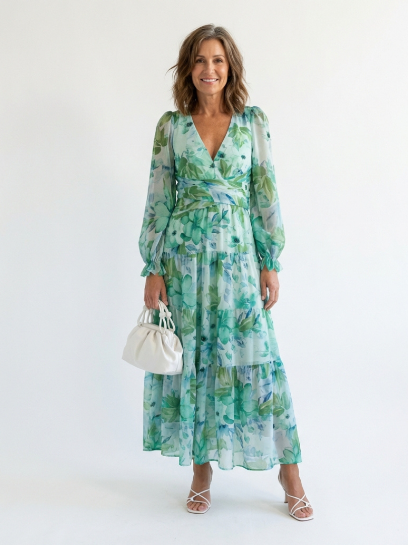 KALLIOPE | ELEGANT TUMMY COVERING FLORAL MAXI DRESS