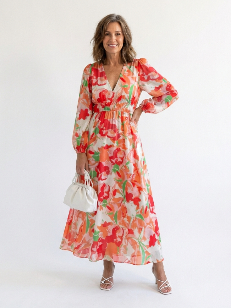 KALLIOPE | ELEGANT TUMMY COVERING FLORAL MAXI DRESS