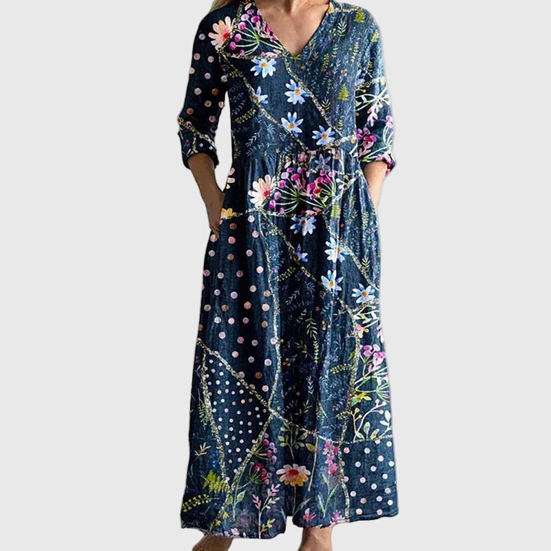 ELSIE | PATCHWORK MAXI DRESS WITH TUMMY COVERAGE
