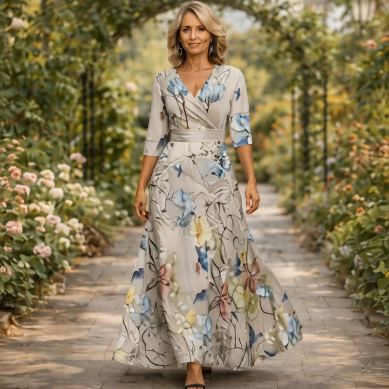 VALERIA | WRAP-STYLE FLOWING MAXI DRESS