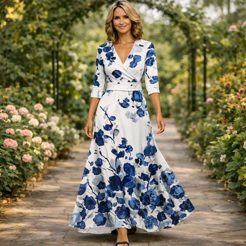 VALERIA | WRAP-STYLE FLOWING MAXI DRESS