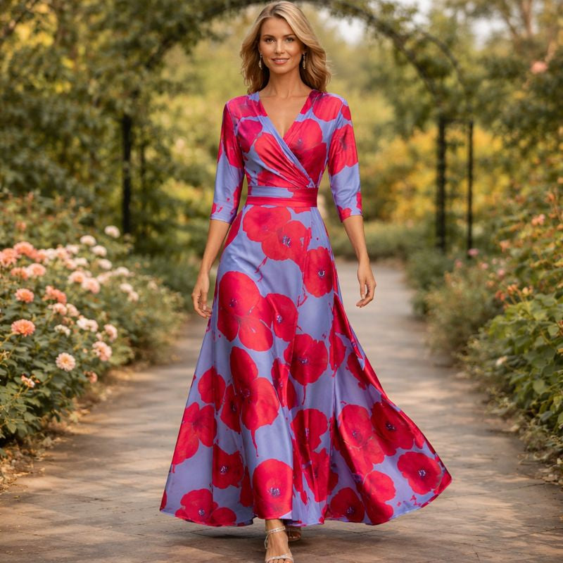 VALERIA | WRAP-STYLE FLOWING MAXI DRESS