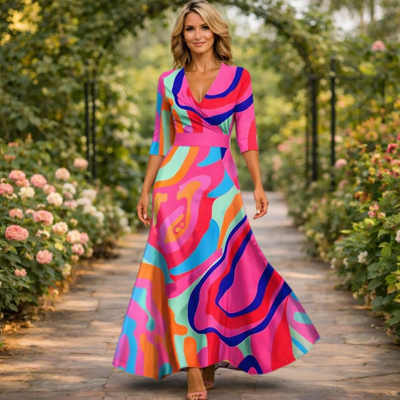 VALERIA | WRAP-STYLE FLOWING MAXI DRESS