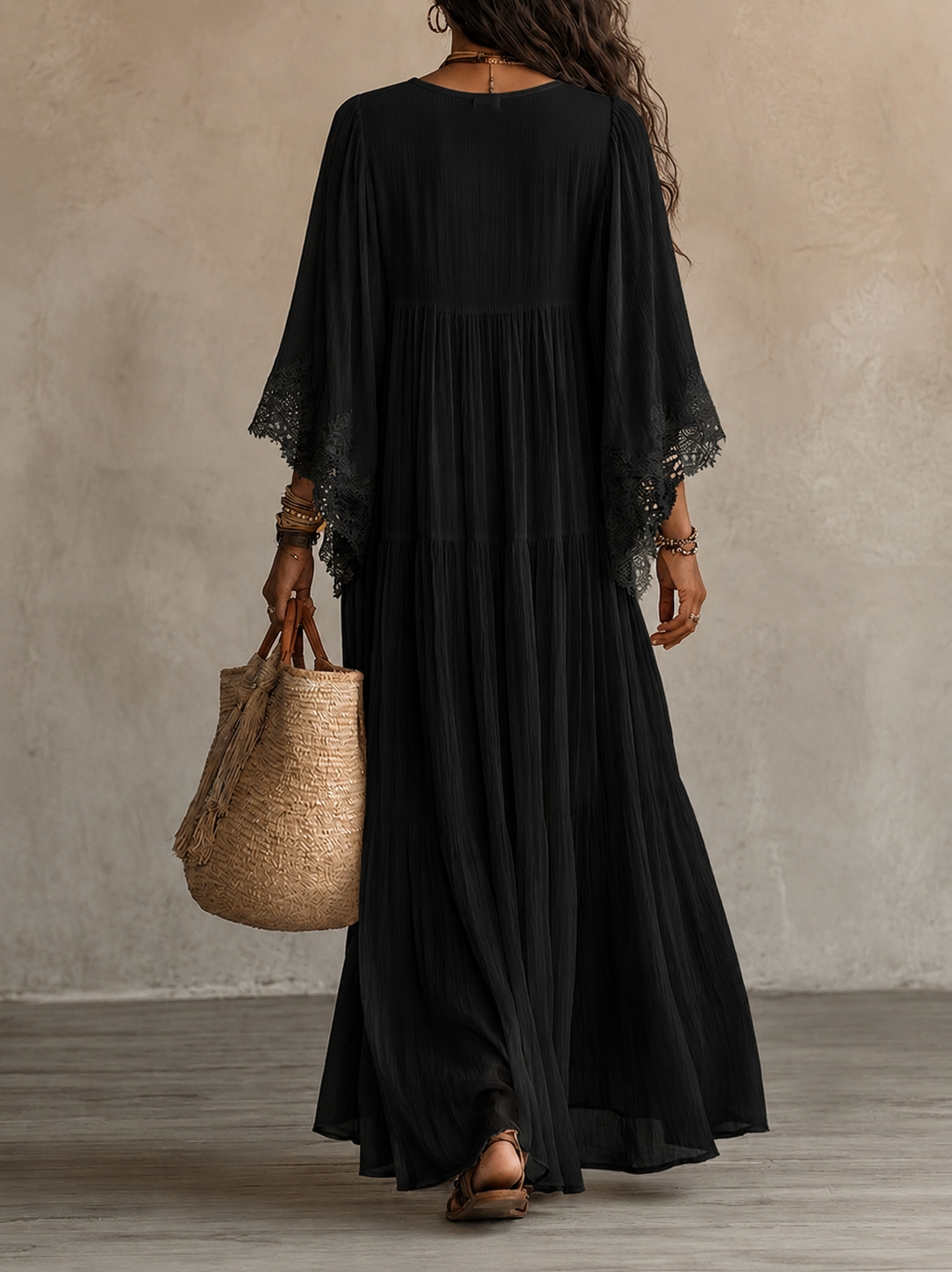 SERINA | CHIFFON AND LACE MAXI DRESS