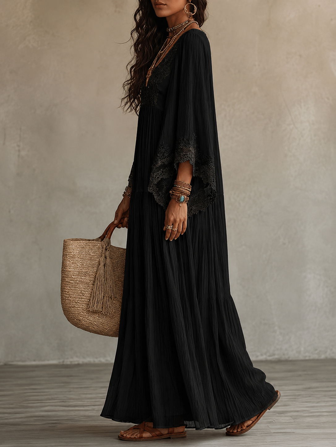SERINA | CHIFFON AND LACE MAXI DRESS