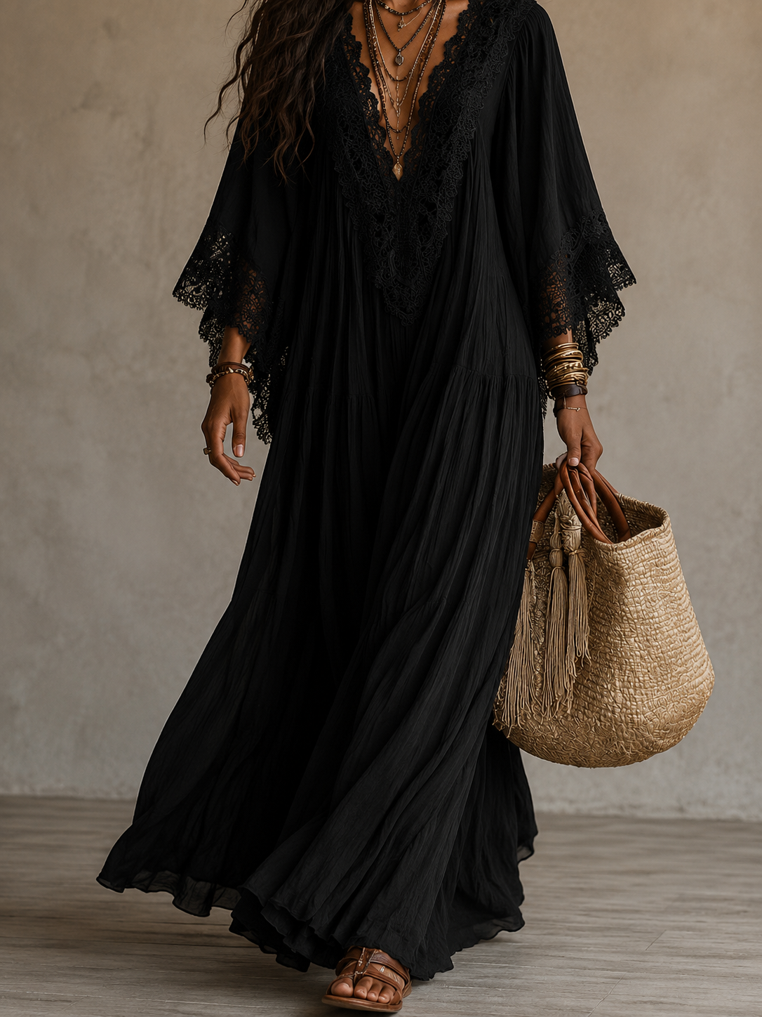 SERINA | CHIFFON AND LACE MAXI DRESS