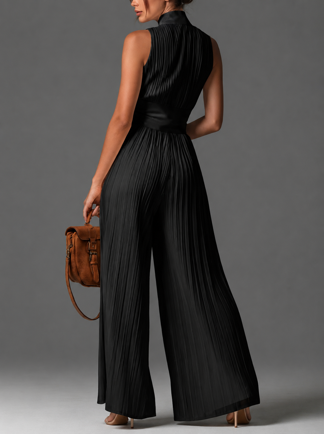 MELISSA | ELEGANT PLEATED HALTER JUMPSUIT