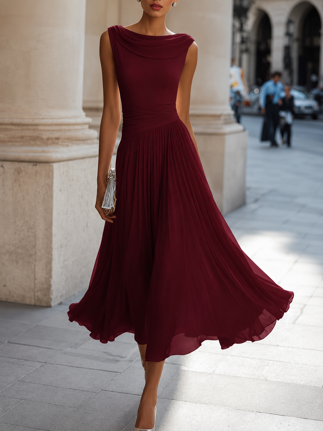 NATALIA | ELEGANT DRAPED MIDI DRESS