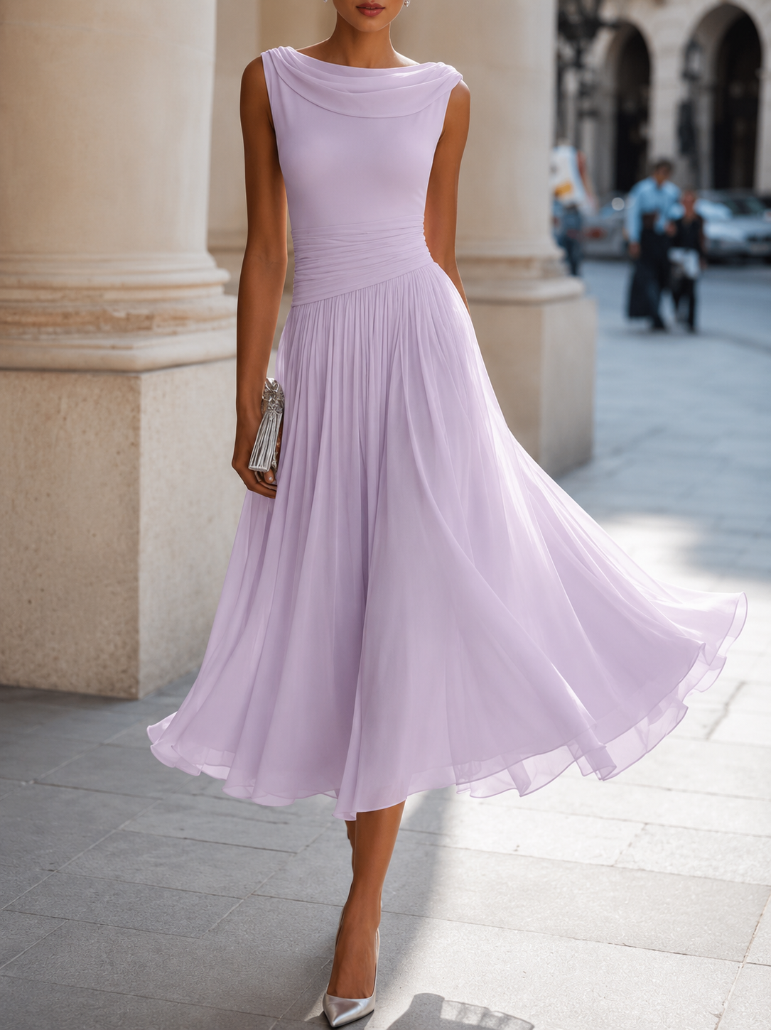 NATALIA | ELEGANT DRAPED MIDI DRESS