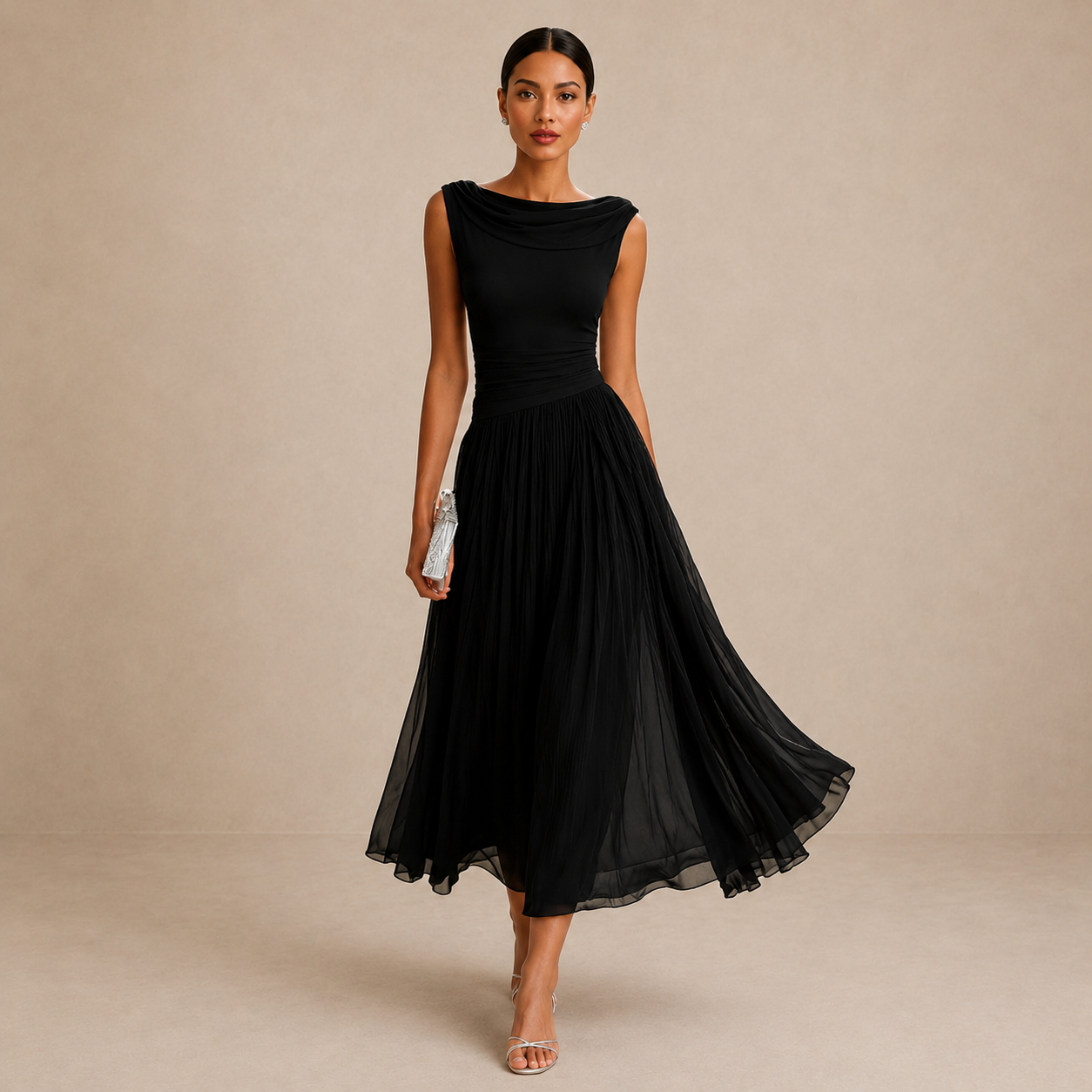 NATALIA | ELEGANT DRAPED MIDI DRESS