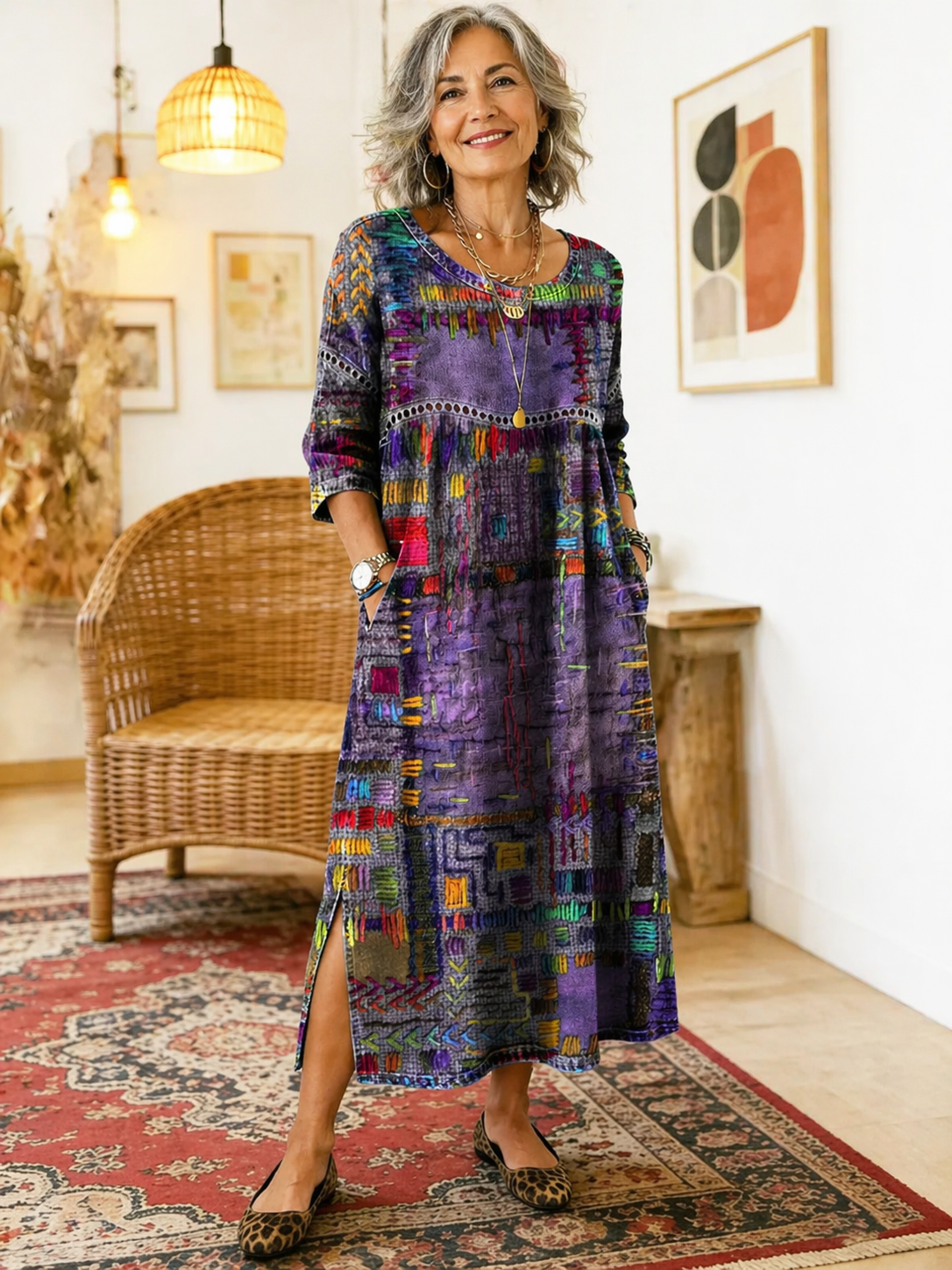 ZARA | RELAXED FIT ETHNIC PATCHWORK DRESS