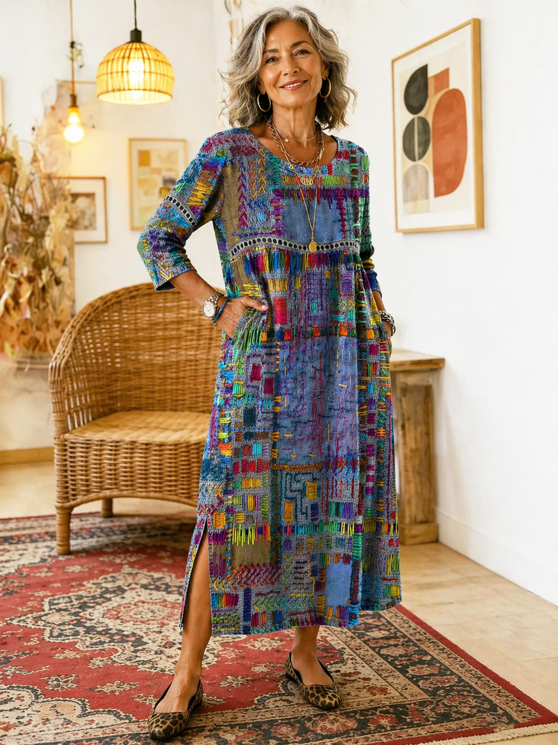ZARA | RELAXED FIT ETHNIC PATCHWORK DRESS