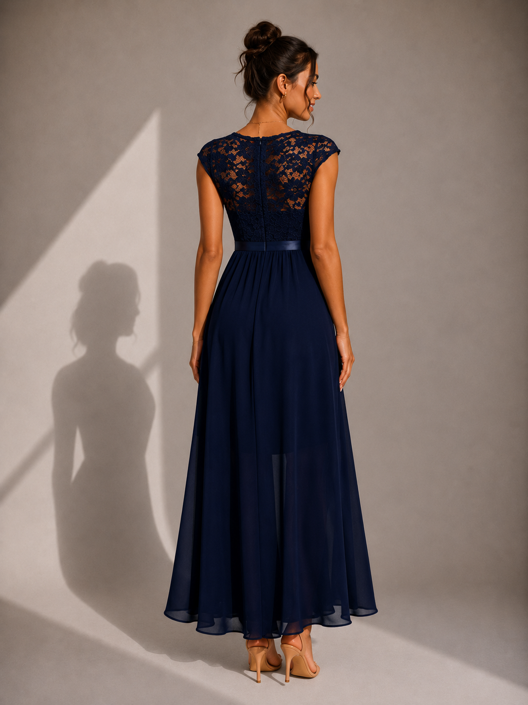 SUSIE | LACE-BODICE HIGH-LOW MAXI DRESS
