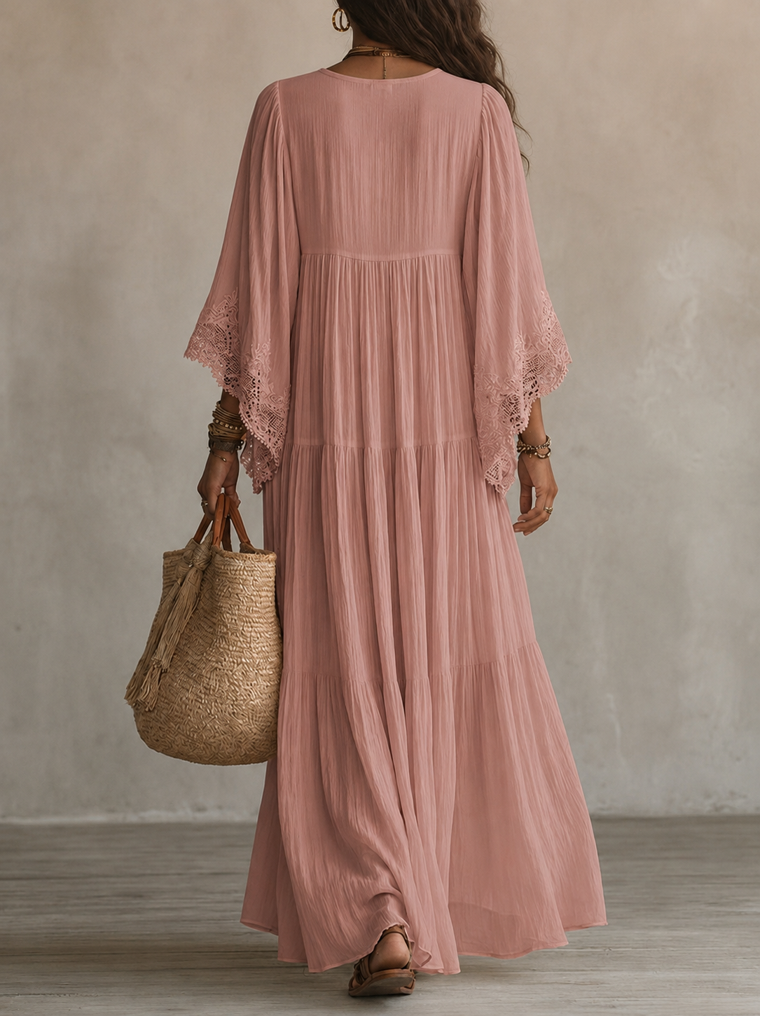 SERINA | CHIFFON AND LACE MAXI DRESS