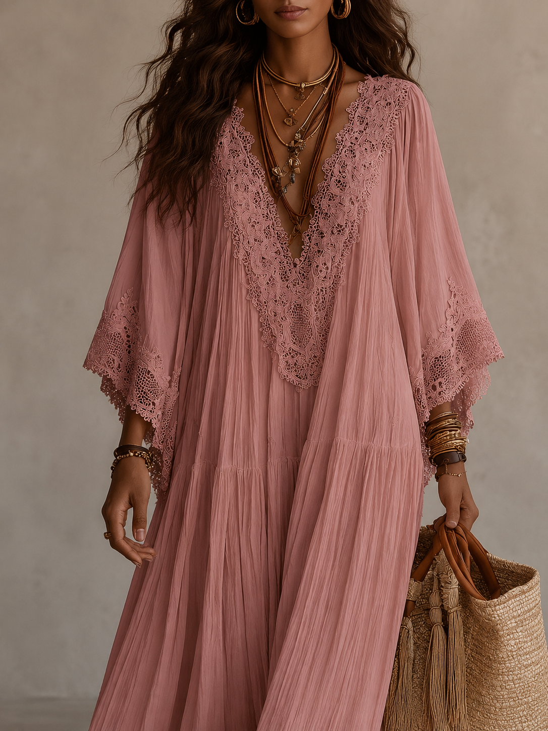 SERINA | CHIFFON AND LACE MAXI DRESS