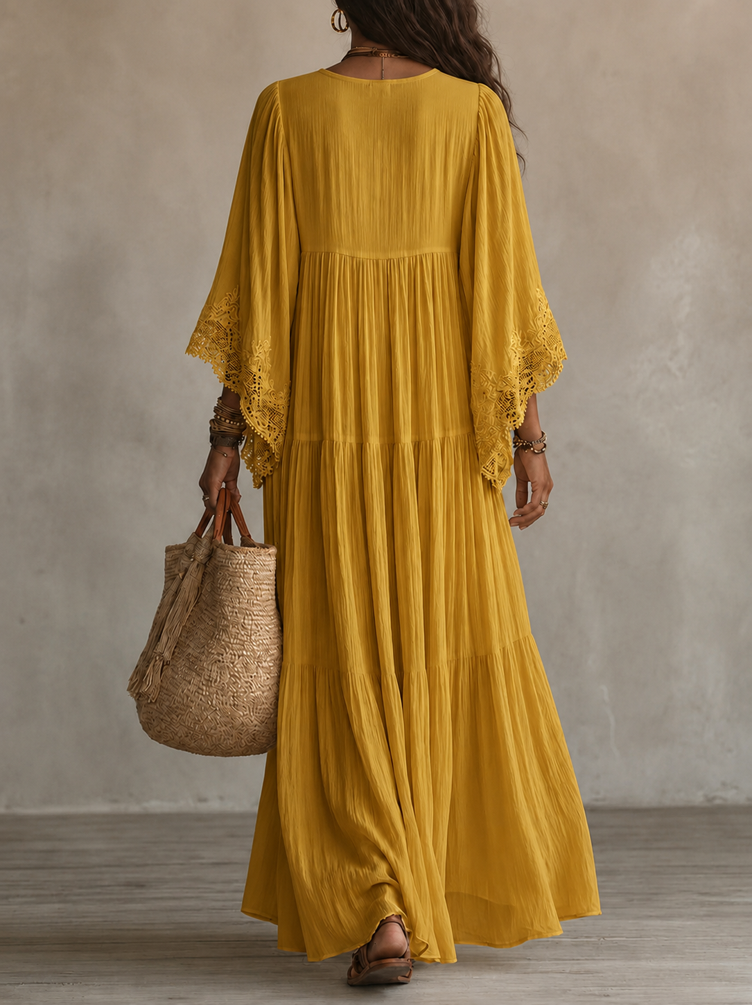 SERINA | CHIFFON AND LACE MAXI DRESS