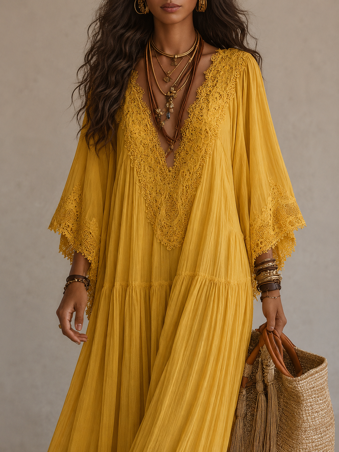 SERINA | CHIFFON AND LACE MAXI DRESS