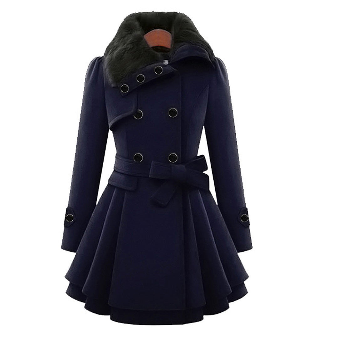 ELEANORIA | LONG WINTER COAT WITH FAUX COLLAR