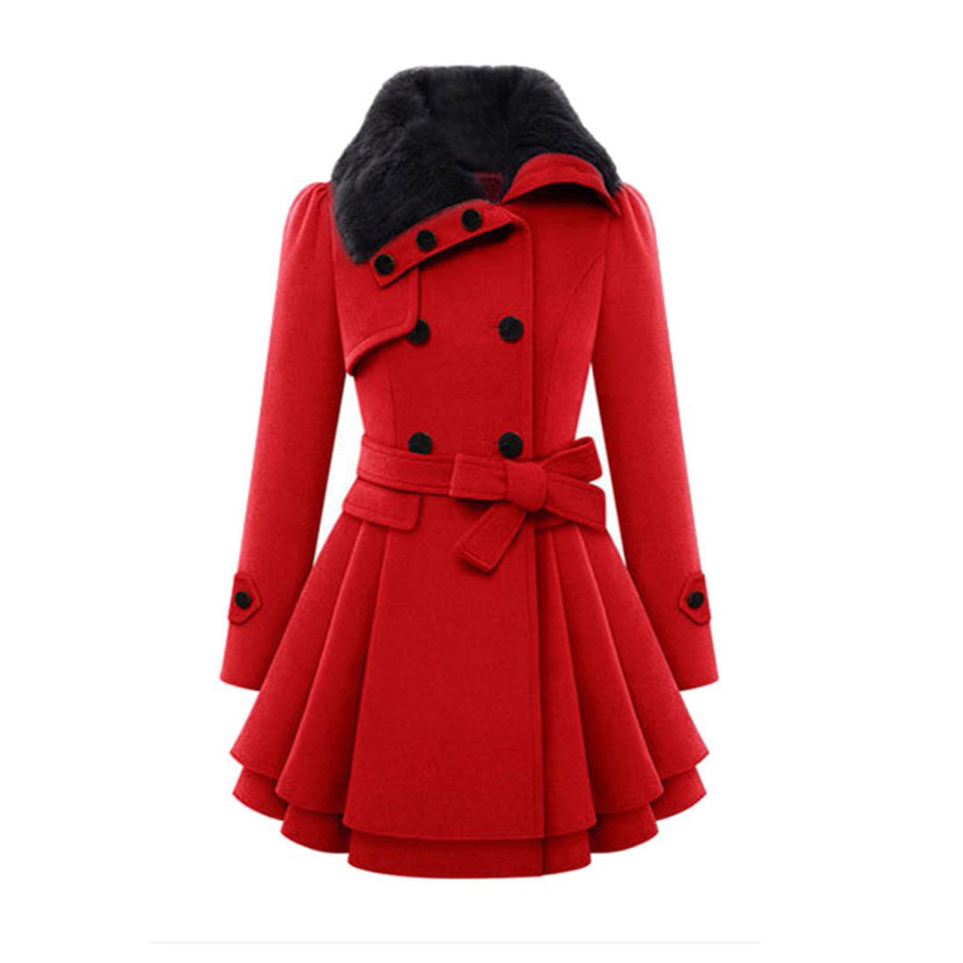 ELEANORIA | LONG WINTER COAT WITH FAUX COLLAR