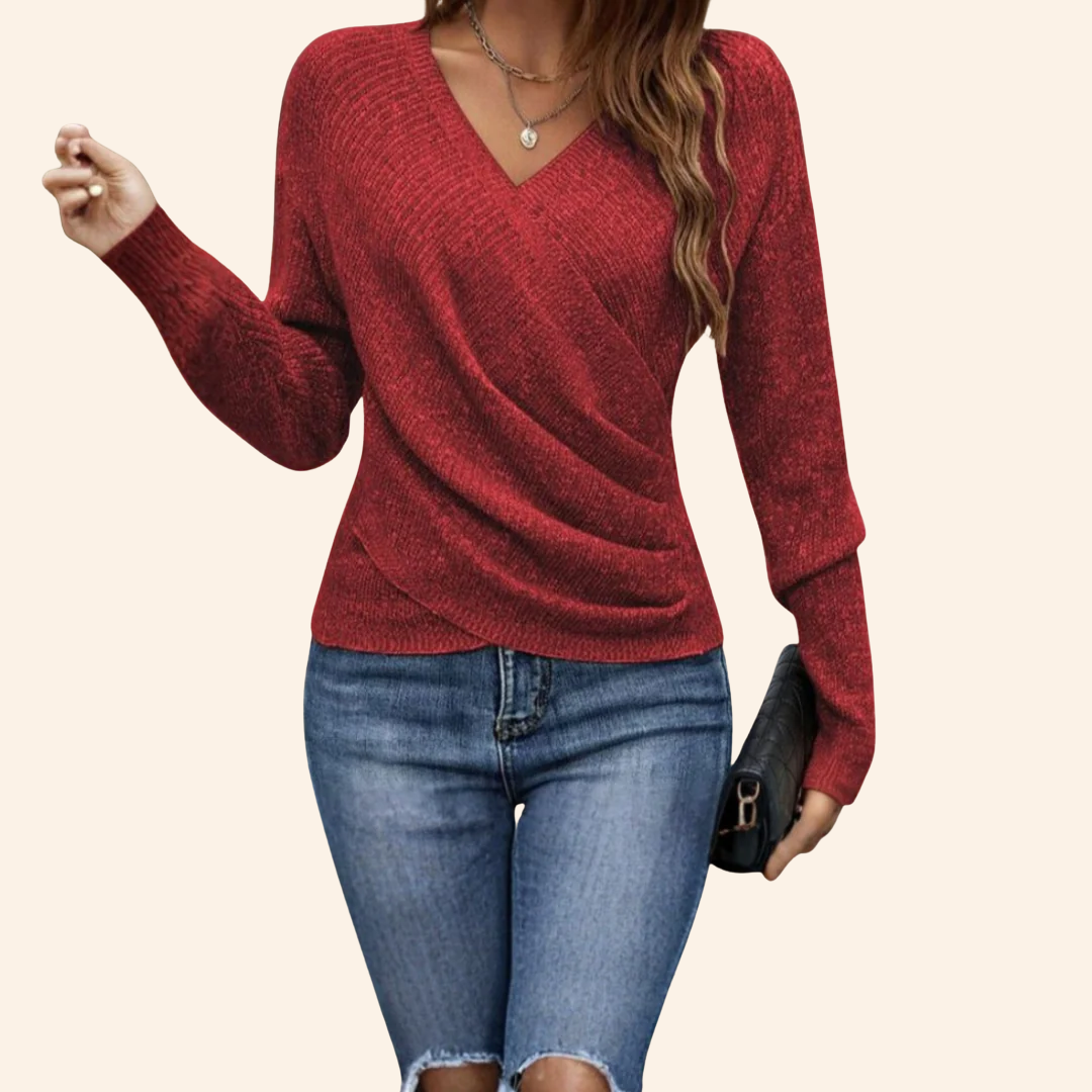 FLORENCE | ELEGANT WRAP V-NECK TOP