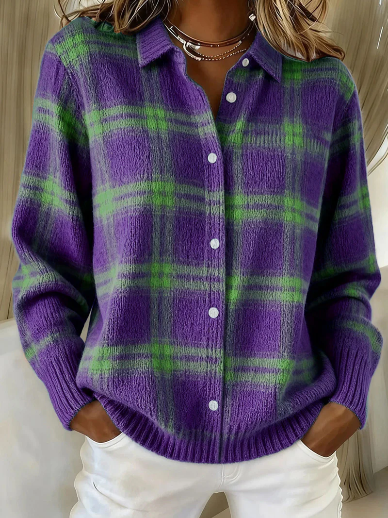 EVELYN | CHECKED KNIT CARDIGAN