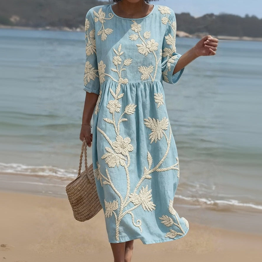 VIOLET | ELEGANT TUMMY COVERAGE FLORAL DRESS