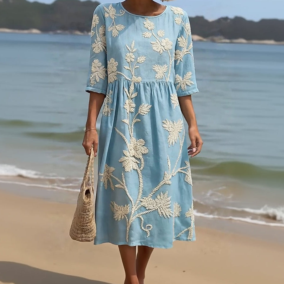 VIOLET | ELEGANT TUMMY COVERAGE FLORAL DRESS