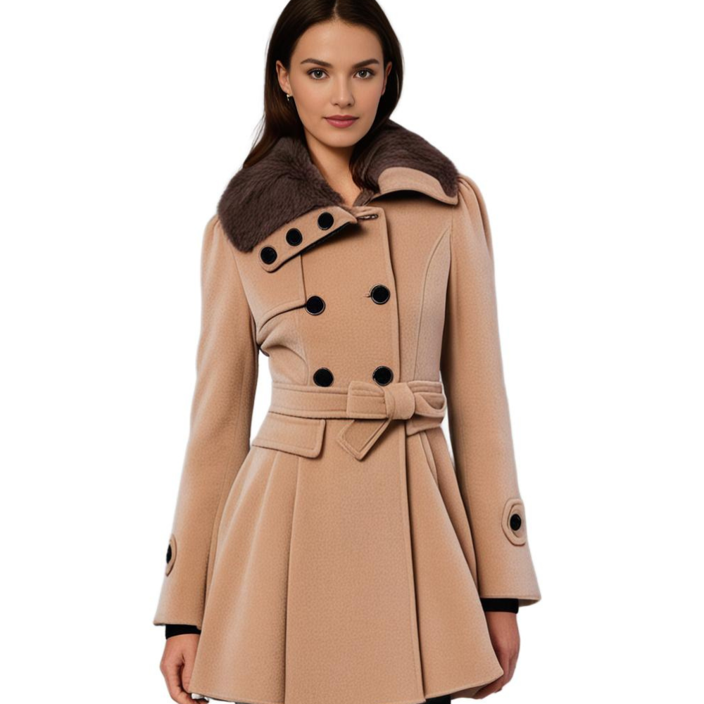ELEANORIA | LONG WINTER COAT WITH FAUX COLLAR