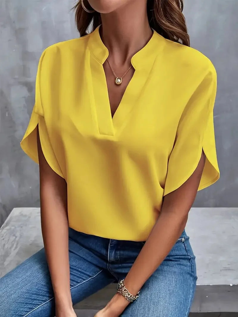 ALYSSA | SOFT TUMMY COVERING V-NECK BLOUSE
