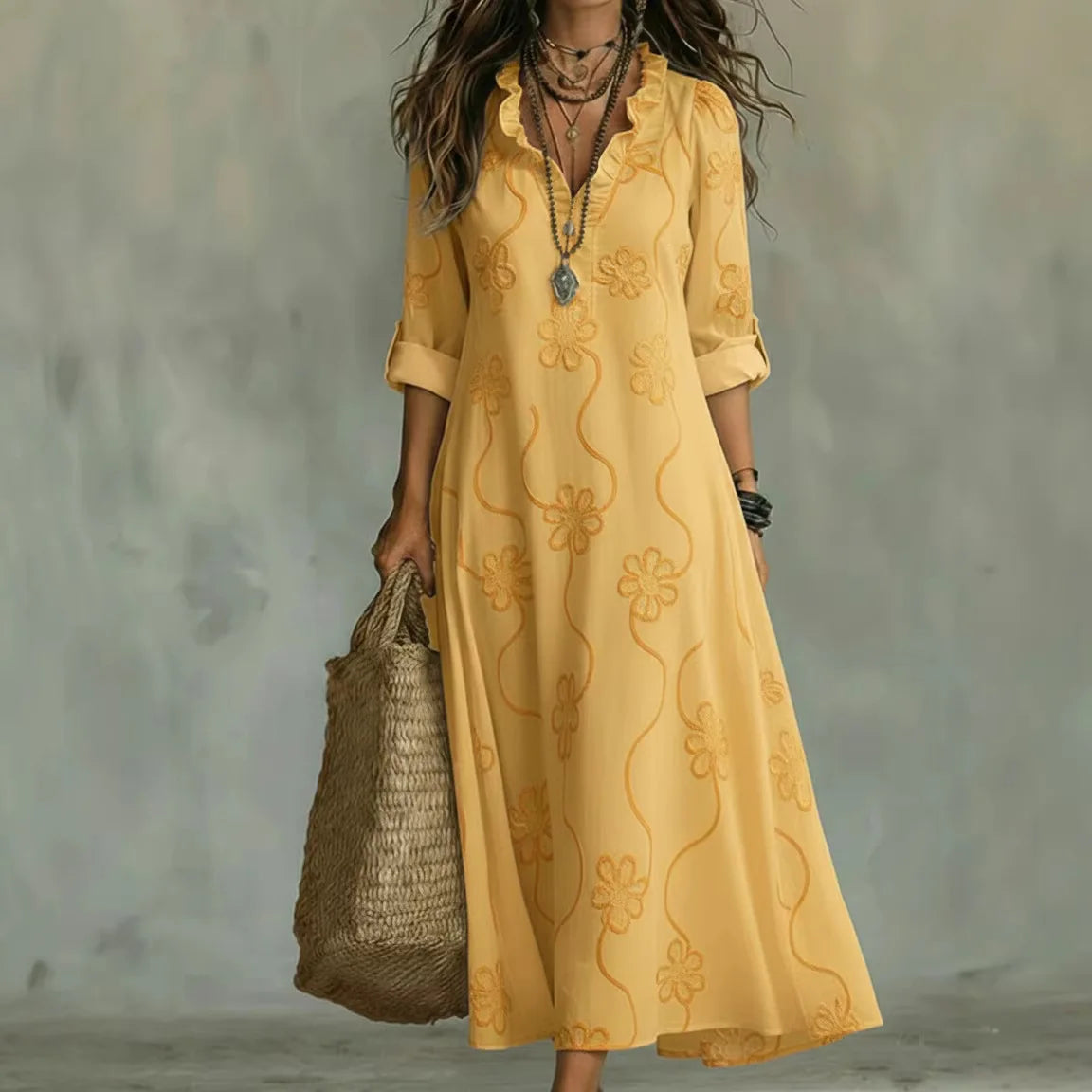 SIAN | ELEGANT FLORAL MAXI DRESS