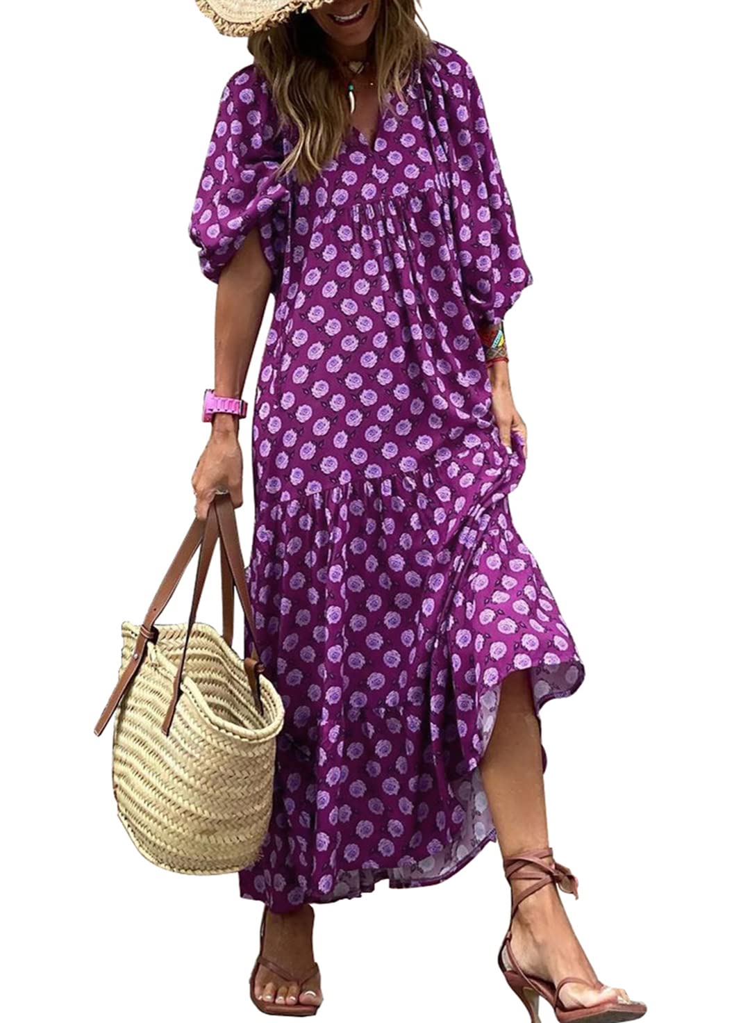 EMILY | FLORAL MAXI DRESS WITH TUMMY COVERAGE