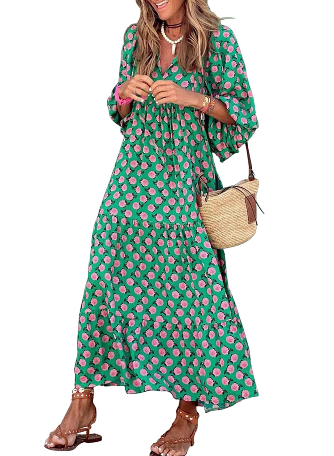 EMILY | FLORAL MAXI DRESS WITH TUMMY COVERAGE