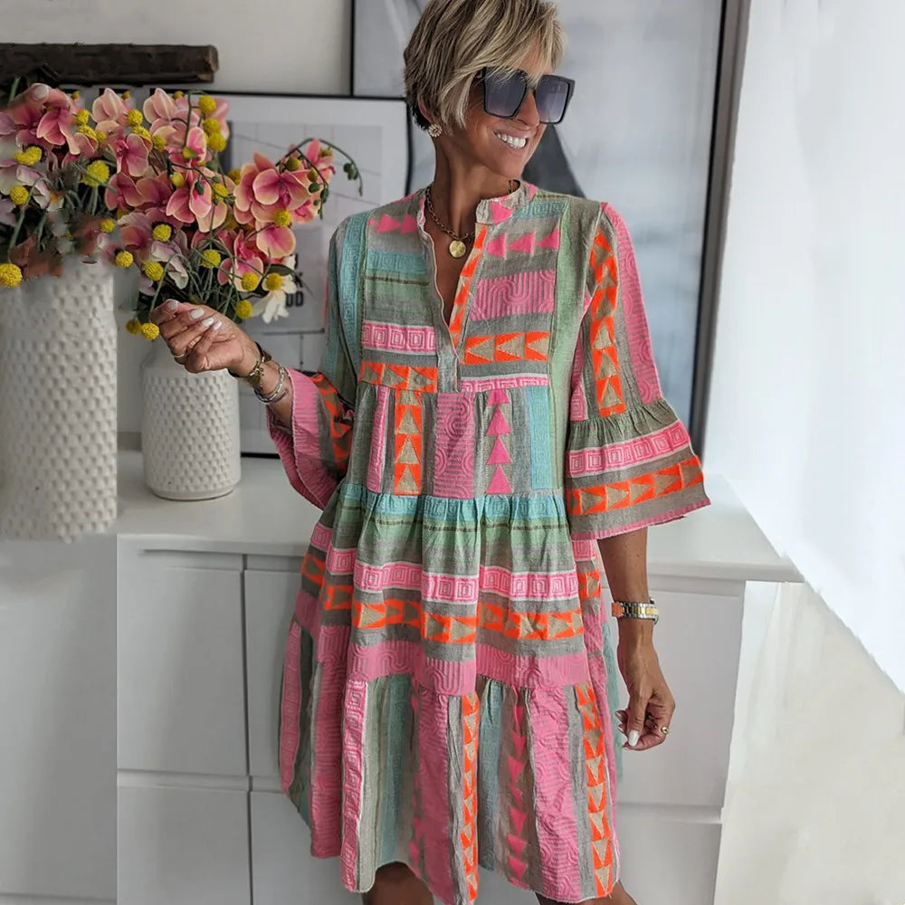 LUNA | PATTERNED FLOWING MIDI DRESS